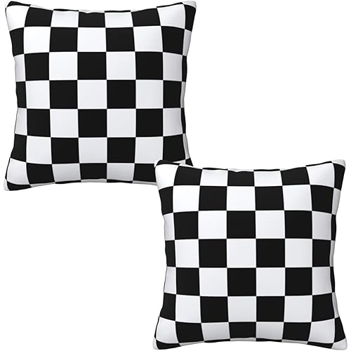 Sanghing Black and White Checkered Pillow Cover 18x18 Plaid Pillow Cases Spring Farmhouse Throw Pillow Covers Cushion Decorative for Living Room Couch Sofa Bed Home Outdoor Set of 2