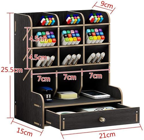 Miniatura 3 de Organizador de escritorio de madera, multifuncional, soporte para bolígrafos, caja de almacenamiento estacionario de escritorio para el hogar, la