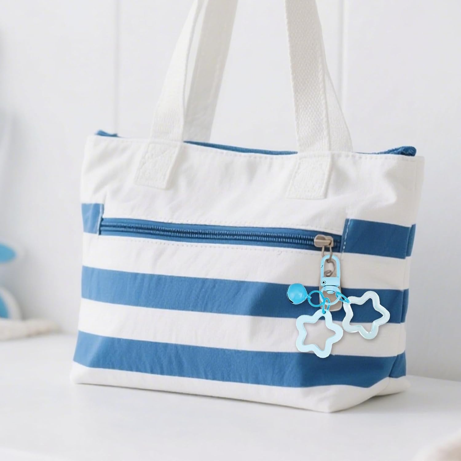 20 PCS Star Keychain, 10 Colors Acrylic Keychain Stars and Bell Charms, Colorful Stars Spray Printed Clasps Pendants Keychains Accessories for Car Keys Bag Pendants Decoration - Image 7