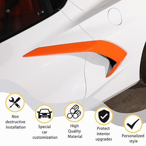 Vista 18 de CHEAYAR Cubierta exterior de salida de aire lateral compatible con Chevrolet Corvette C8 2020-2023, accesorios de ventilación lateral de la Rojo