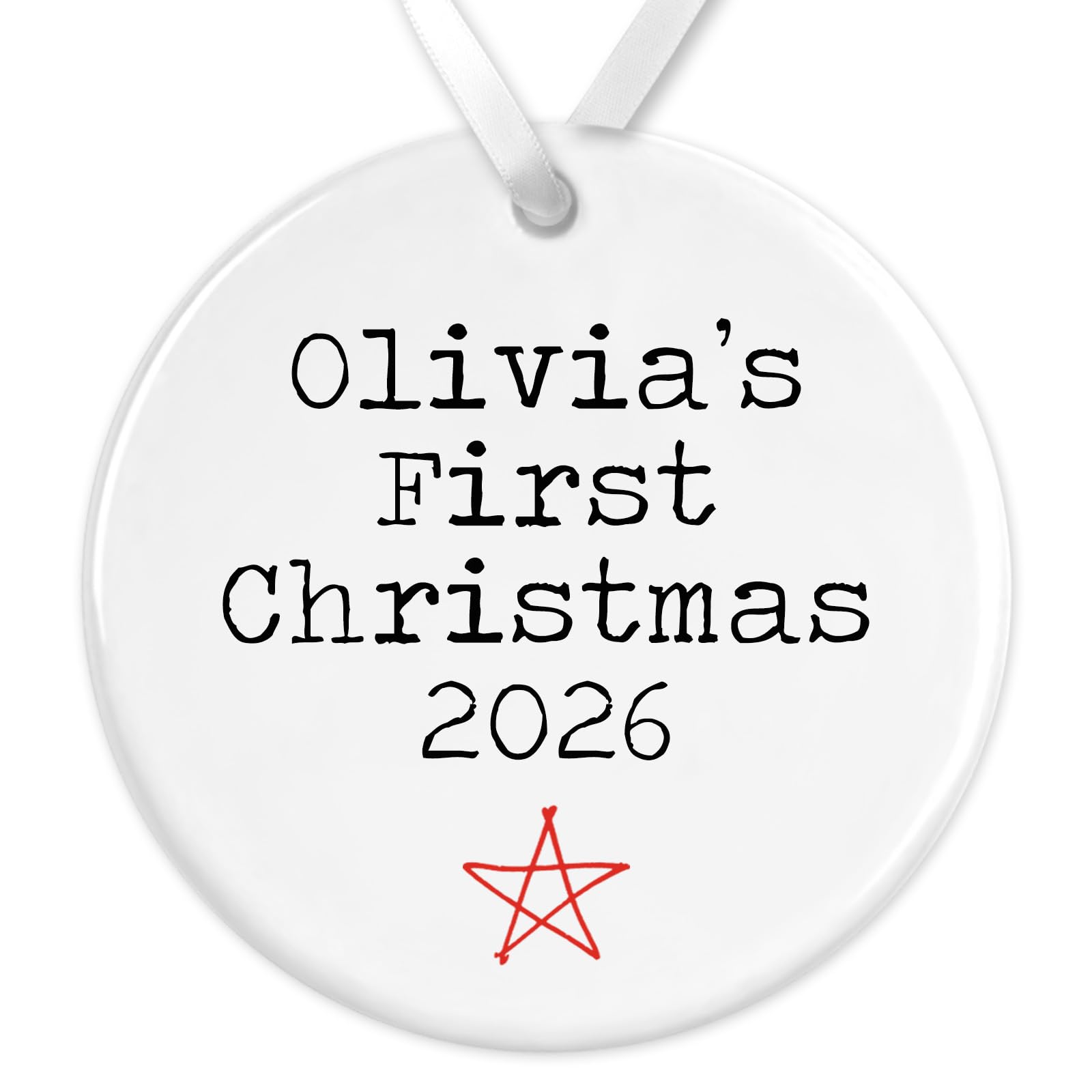Personalised Babys First Christmas Bauble | Babys 1st Christmas Bauble | Baby’s 1st Custom Baby’s 1st Christmas Decoration 2026 (Star)