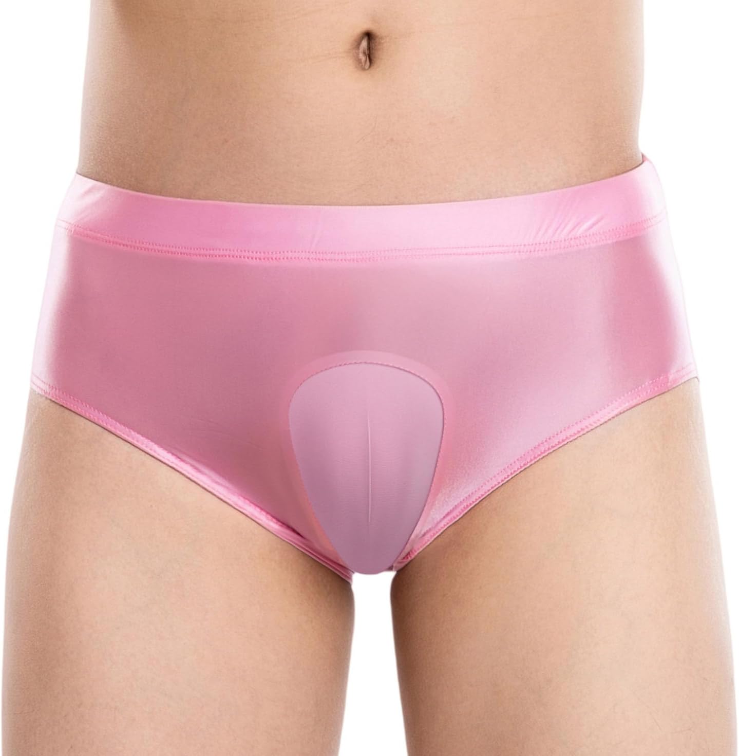 FEOYA Men's Shiny Glossy Oily Briefs Sexy Sissy Pouch Bulge Panties See Through Sheer Low Rise Underwear