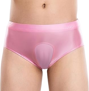 FEOYA Men's Shiny Glossy Oily Briefs Sexy Sissy Pouch Bulge Panties See Through Sheer