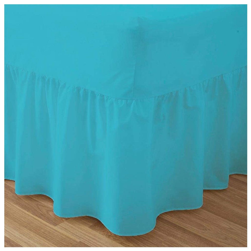 Fitted Valance Sheets King Size Kingsize Bed Sheets Dyed 9.5 '' deep Plain Poly Cotton Bedding 11'' Frilly Drop, Teal