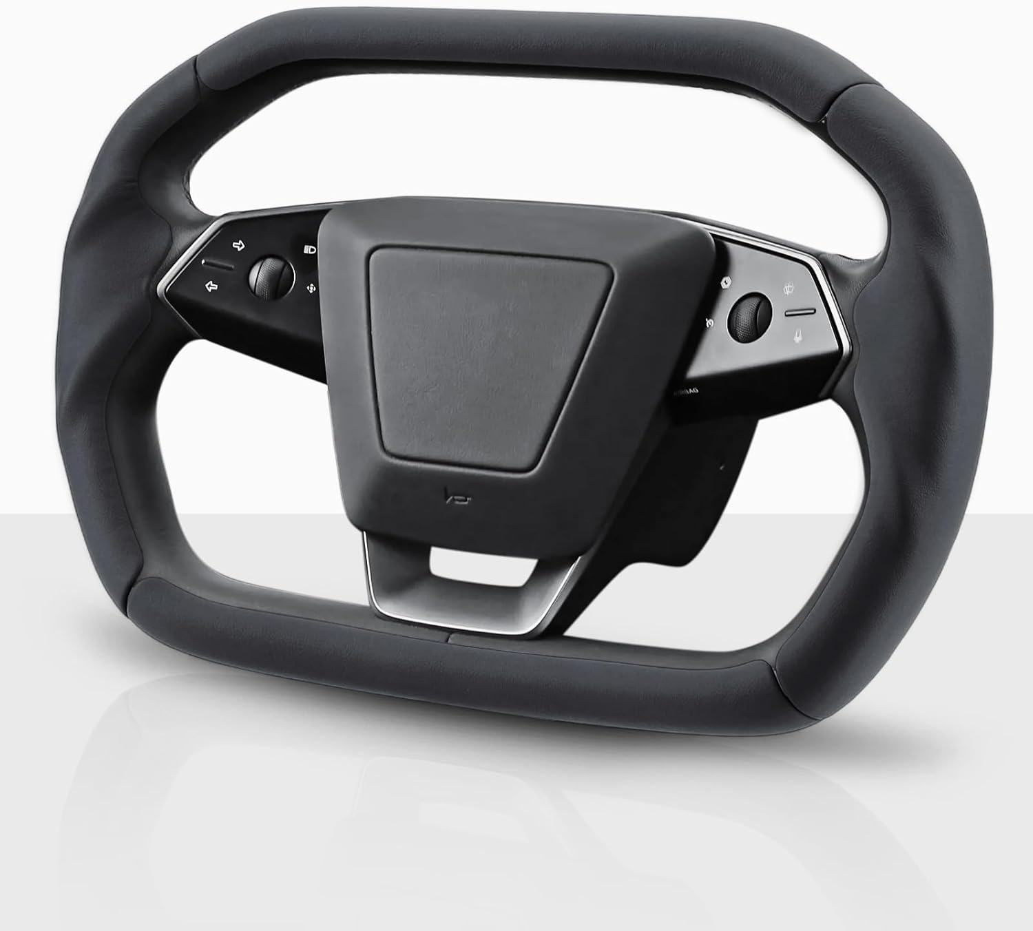 Steering Wheel Cover for Cybertruck 2023-Present Leather Steering Wheel Cover for Tesla Cybertruck Truck Car Steering Wheel Accessories (Black)