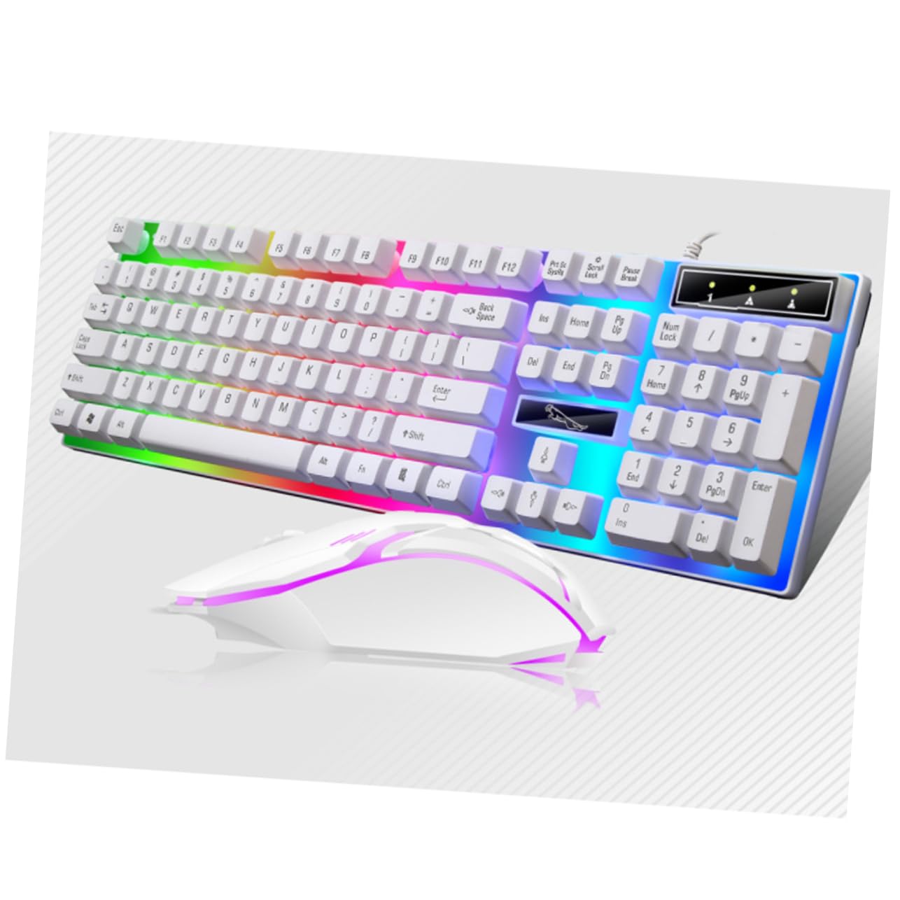 Tofficu Set Tastiera e Mouse Cablati Retroilluminazione Led, Ergonomici per Gaming, Tastiera Resistente in Abs Protezione Liquidi per Computer Desktop