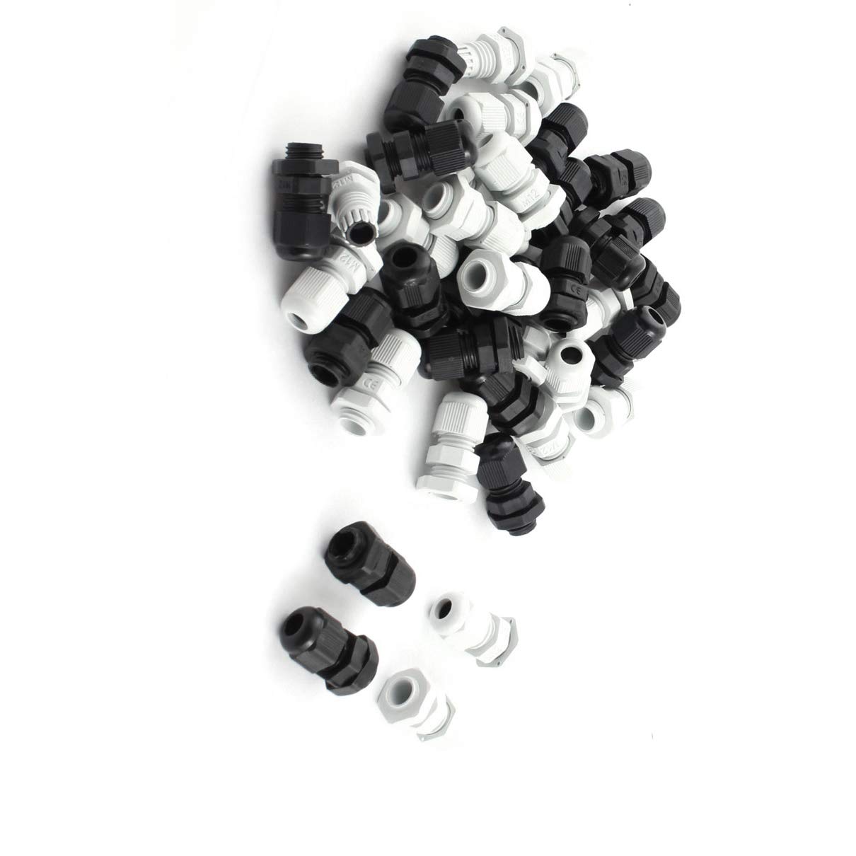 Aexit 40PCS M12 Audio & Video Accessories Locknut Thread Black White Waterproof Cable Connectors & Adapters Gland 3-6.5mm