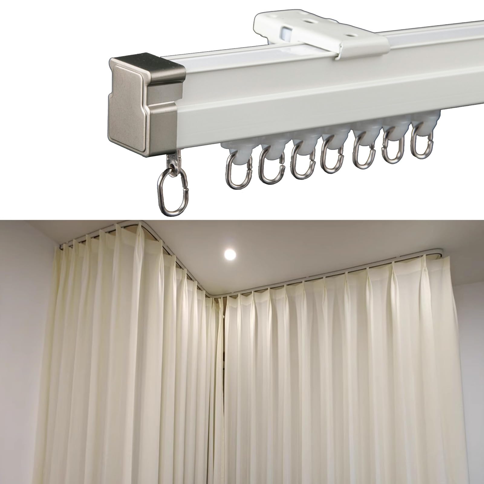 Whamtl Wall Mount White Heavy Duty Curtain Track Rail, 3M 3.5M 4M 5M Bay Window Flexible Curved Curtain Rod, Bendable Curtain Track For Camper/Fitting Room/Hospital(,1.6M (5.25Ft))