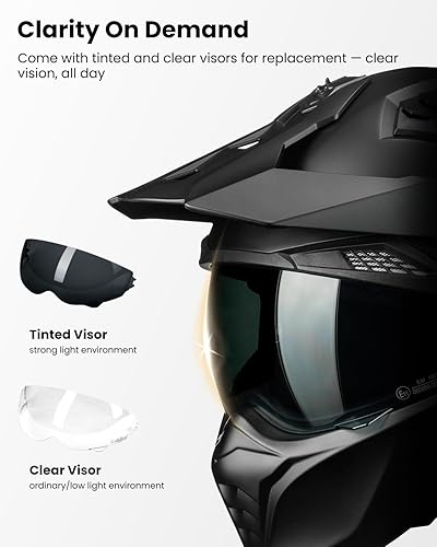 Miniatura 5 de ILM Casco abierto para motocicleta 34 medio para adulto con visera clara tintada DOT ECE para ciclomotor ATV Cruiser Scooter Modelo HS711