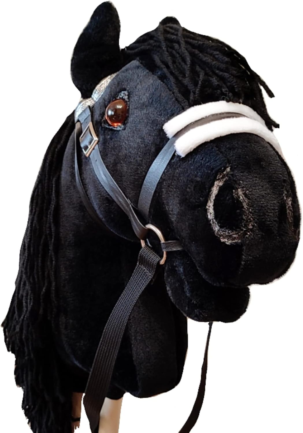 Black Friesian Hobby Horse on a Stick with Bridle for Children 4-10 Years