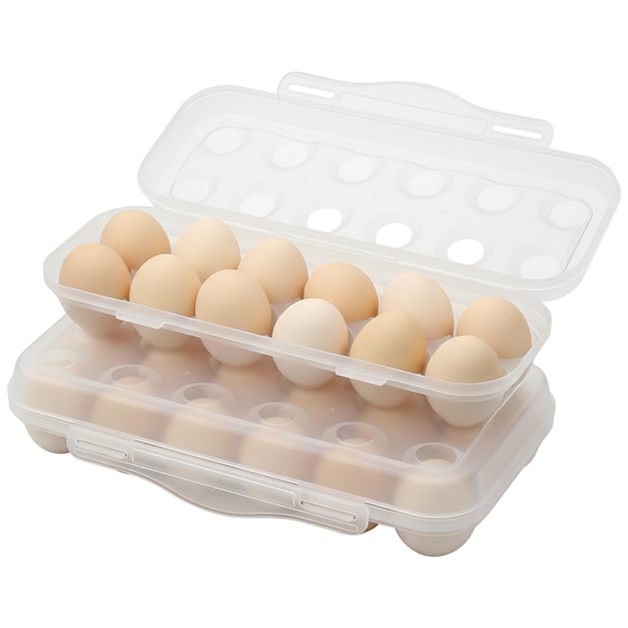 Striegro Egg Storage Container Set Of 2, Plastic Egg Carton With Lid, 12-grid Stackable Box For Fridge, Transparent Eggs Holder..