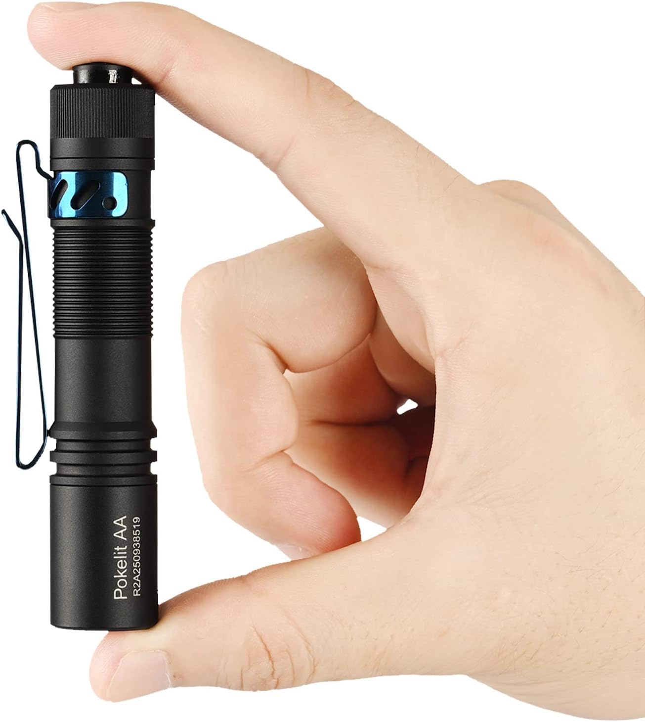 Pokelit AA Rechargeable Pocket EDC Torch 550 High Lumens Small Torch 90+ High CRI Led Torch for Camping, Hiking, Everyday Use (Black)