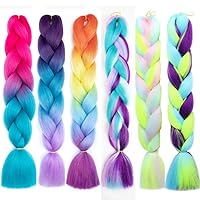 Vista 63 de Xiaofeng Extensiones de cabello trenzado para mujer, 3 paquetes de 100g/paquete (3.53 oz/paquete), 24 pulgadas, alta temperatura, ombré, pelo