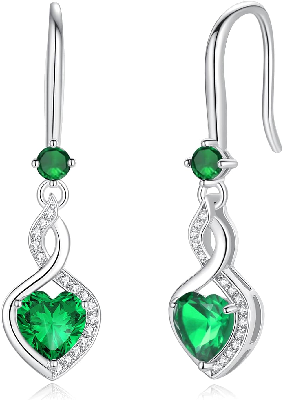 FANCIME Heart Infinity Dangle Drop Earrings 925 Sterling Silver Heart Gemstone Birthstone Earring