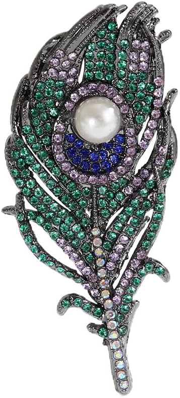 Peacock Feather Brooch for Men Women, Crystal Rhinestone Lapel Pin Enamel Vintage Bird Jewelry for Suit Jacket Coat Birthday