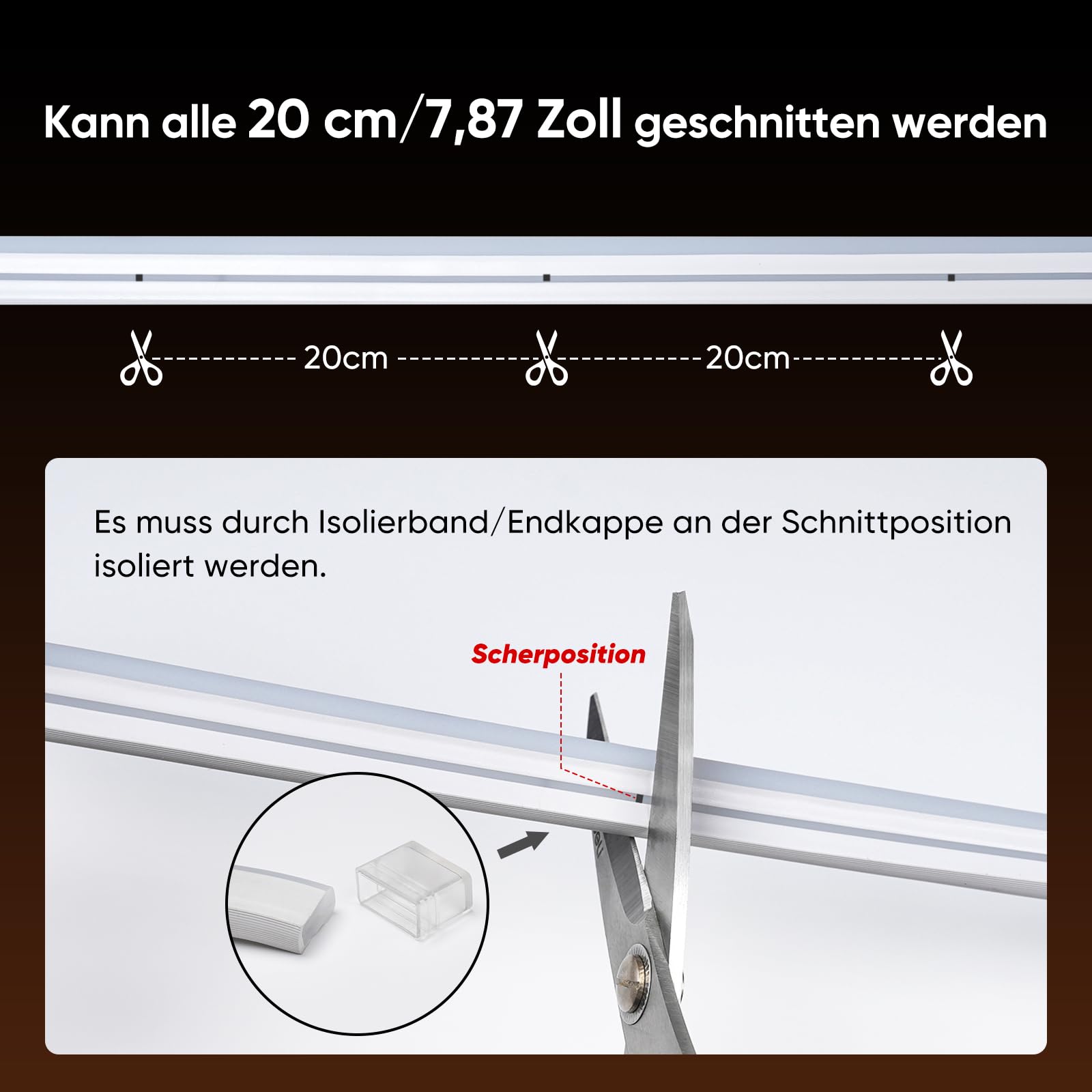 Shine Decor Neon LED Streifen 20m AC 230V IP65 Wasserdicht LED Band 120 leds/m Flexible Lichterketten Warmweiß