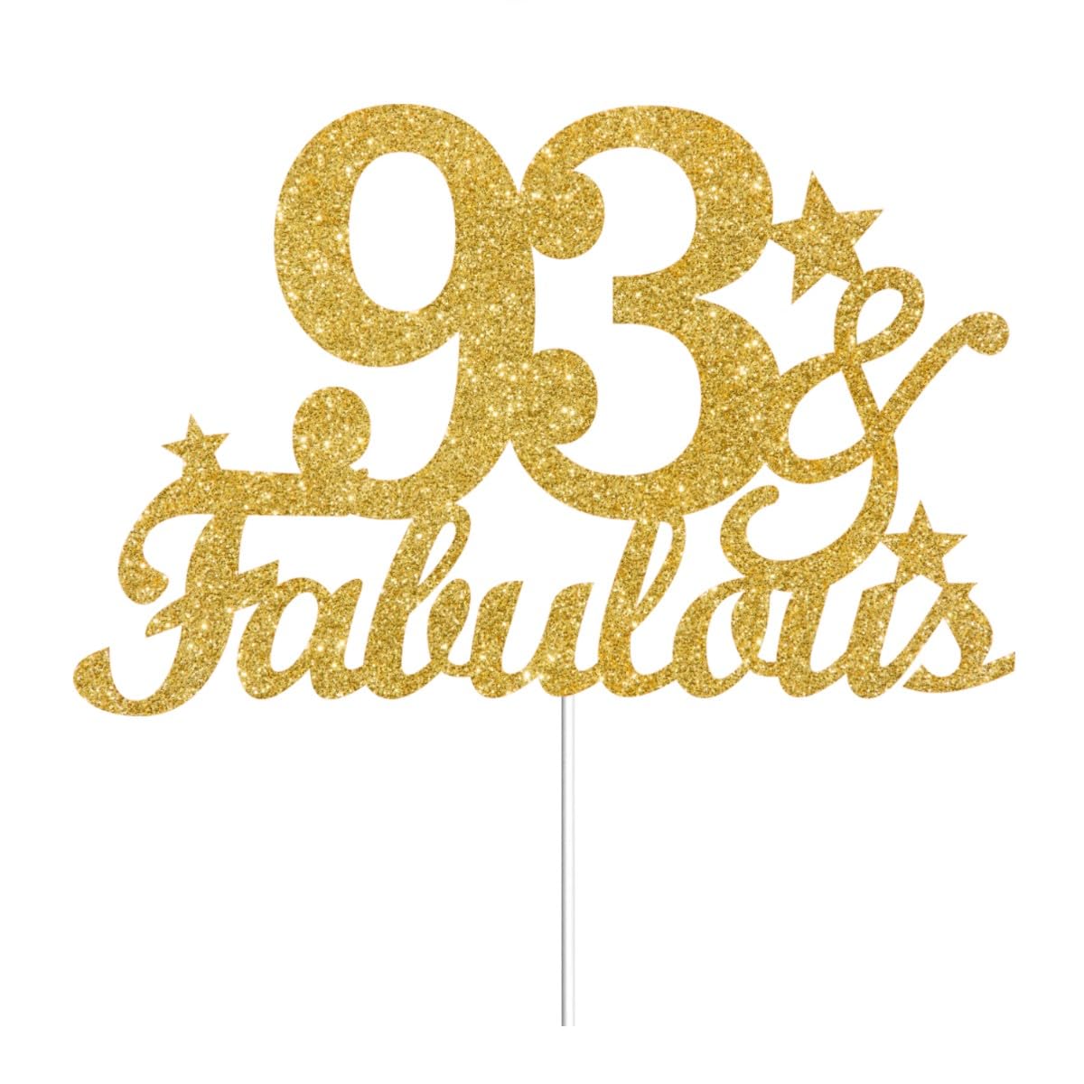 93 & Fabulous Cake Toppers Gold Glitter, Happy 93rd Birthday Cake Topper Cheers to 93 Years Old Bday Decoration, Ninety-three and Fabulous Cake