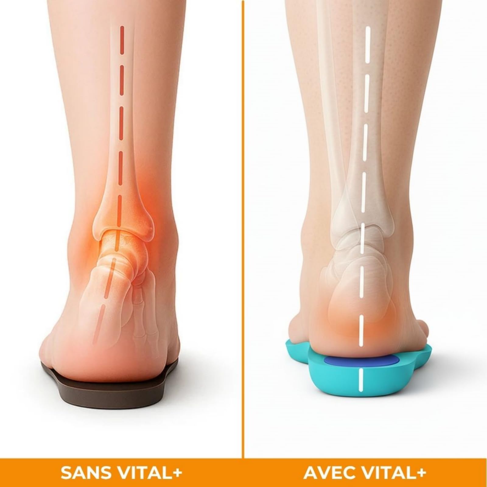 santellia Vital+ - Votre alliée pour des journées actives et sans douleur，Semelles orthopédiques unisexes, offrant un soutien de la voûte plantaire et répartissant uniformément la pression