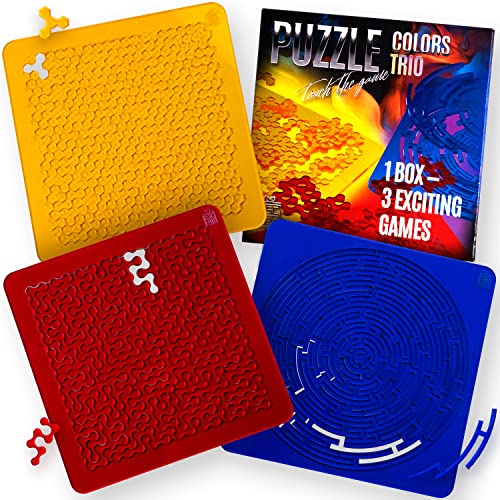 ESC WELT Colors Trio Puzzle - 大人と子供向けのパズル - ユニークな形状のパズル - モンテッソーリのジグソーパズルゲーム - 屋外や旅行用のおもちゃ - 家族向けの難しい忍耐ゲーム