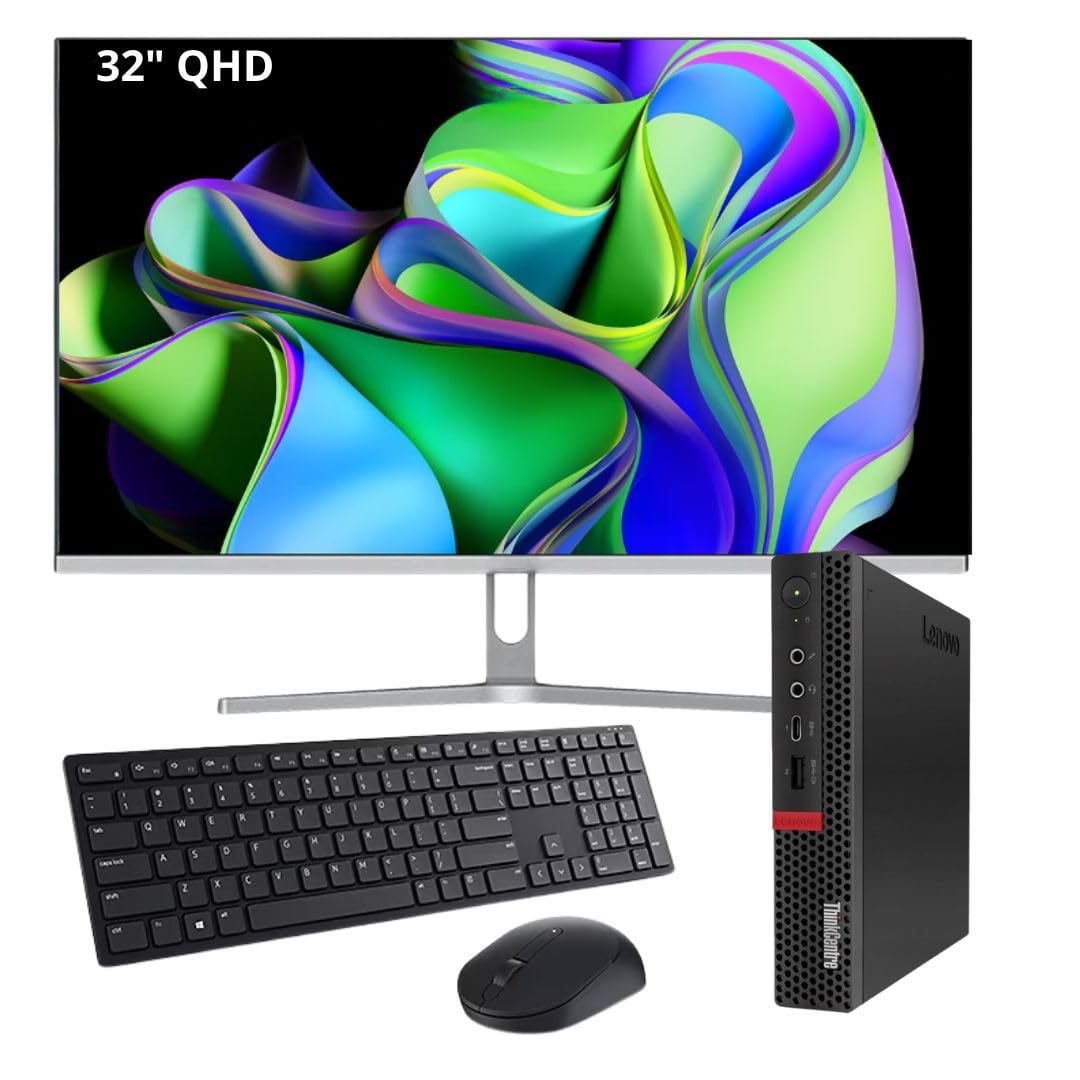Lenovo PC Fisso Postazione Completa | Intel Core i7-8700T, 32GB RAM, SSD 1TB, Monitor 32"/27" Nuovo | Tastiera e Mouse Wireless | Wi-Fi, HDMI | Windows 11 Pro + Office 2021 PC ricondizonato (P + 32")