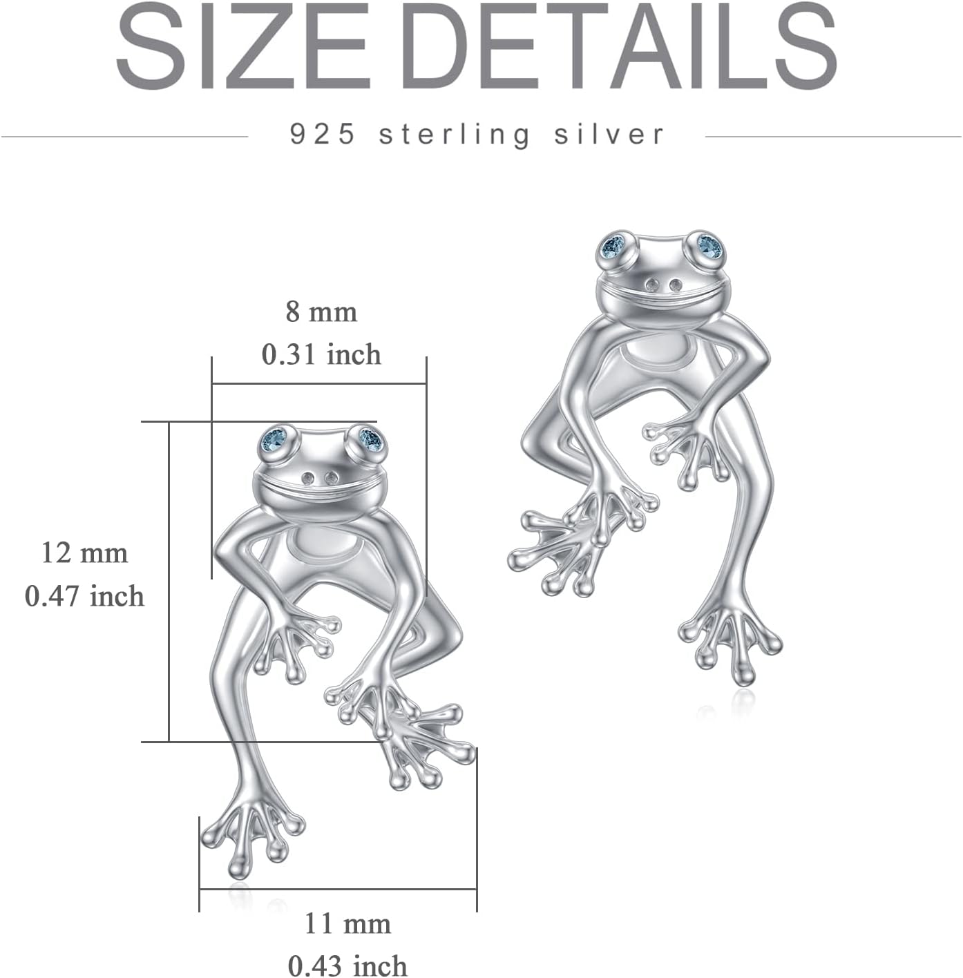 Frog Earrings 925 Sterling Silver Stud Earrings Cute Fun Funny Earrings Animal Earrings Frog Jewelry for Women