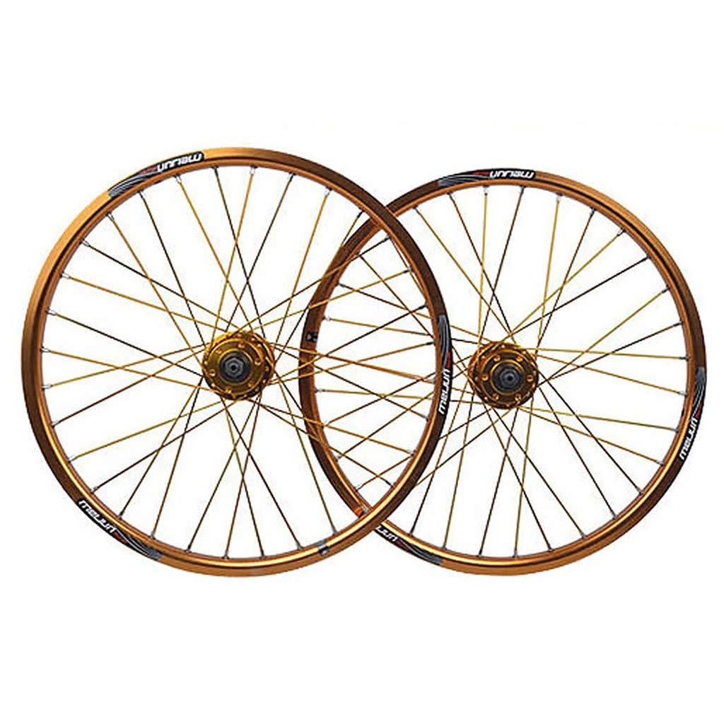 Felgen Fahrradfelgensatz 20 Zoll Scheibenbremsräder Für Klapprad Doppelwandige Leichtmetallfelge 406 QR 32 Loch 8-10 Geschwindigkeit 1730g (Color : Gold) Sport & Freizeit