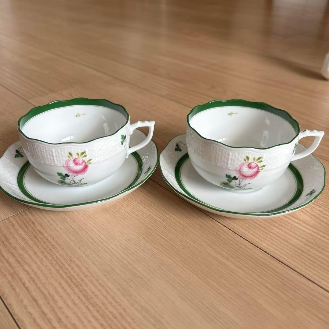 ヘレンド ウィーンの薔薇 ピンク 2客2枚 2組セット ウィーンの薔薇・ピンク