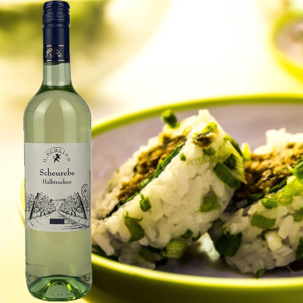 G.Schlink Scheurebe QbA, halbtrocken, sortenreines Weinpaket + VINOX Winecards (6x0,75l)