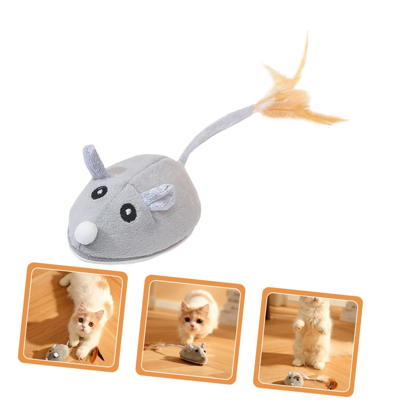 Mipcase 4pièces Souris Électrique Rechargeable pour Chats Jouet Interactif avec Queue Agitée Et Sons Réalistes Amusant pour Jeu Autonome Et à Intérieur