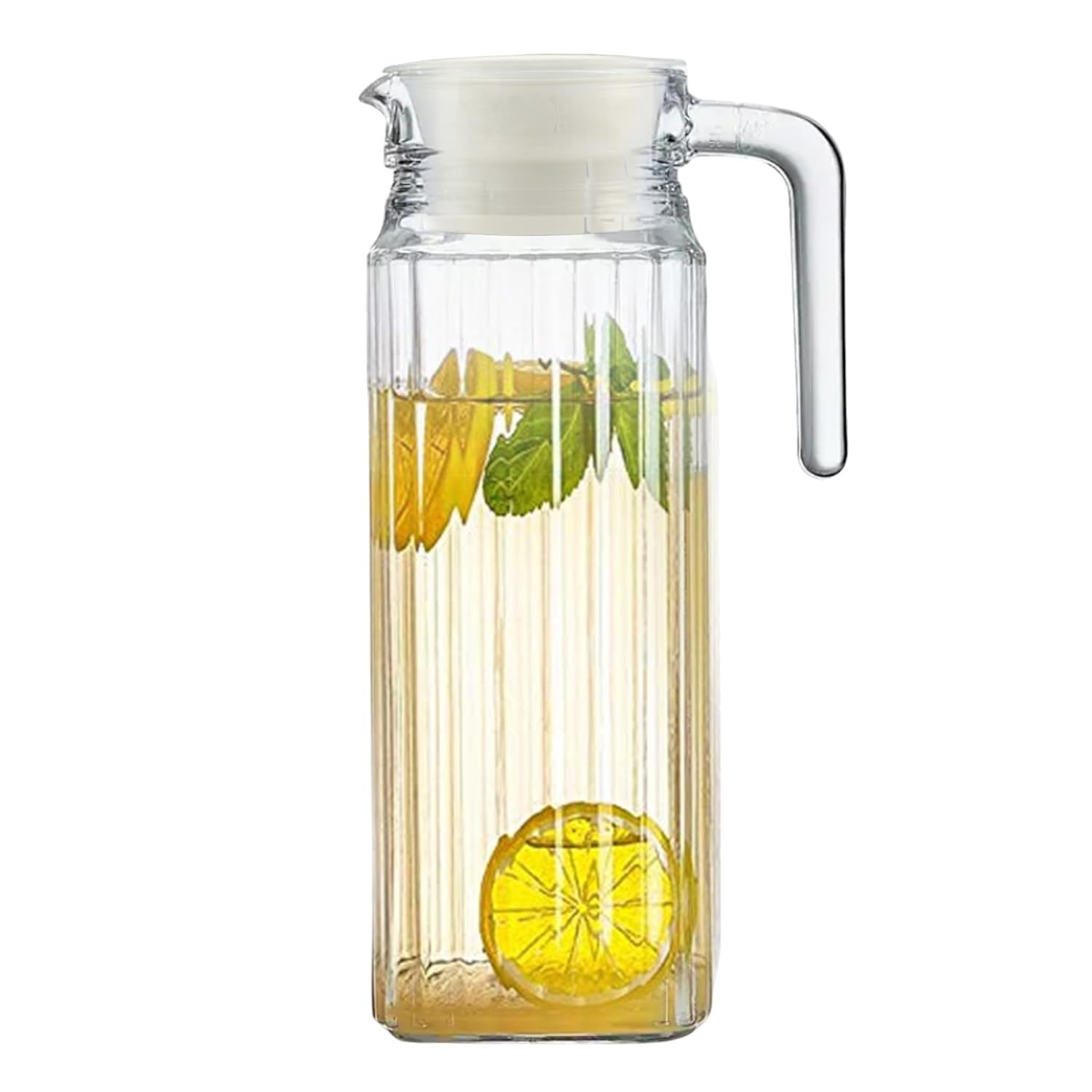 B AND S ENTERPRISE Glass Pitcher with Water Infuser,1.1L Transparent Glass Jug with Lid,Multi-Use with Strong Handle & Smooth Pour Spout,Ideal for Serving Beverages, Milk, Juice, Lassi, and Cocktails.