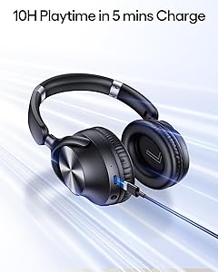 TAGRY Hybrid Active Noise Cancelling Headphones 100H Playtime Wireless Bluetooth Over Ear Headphone with Fast Charging Hi-Res Audio Comfort Earcups Headsets for Home Travel Office Phone PC Black