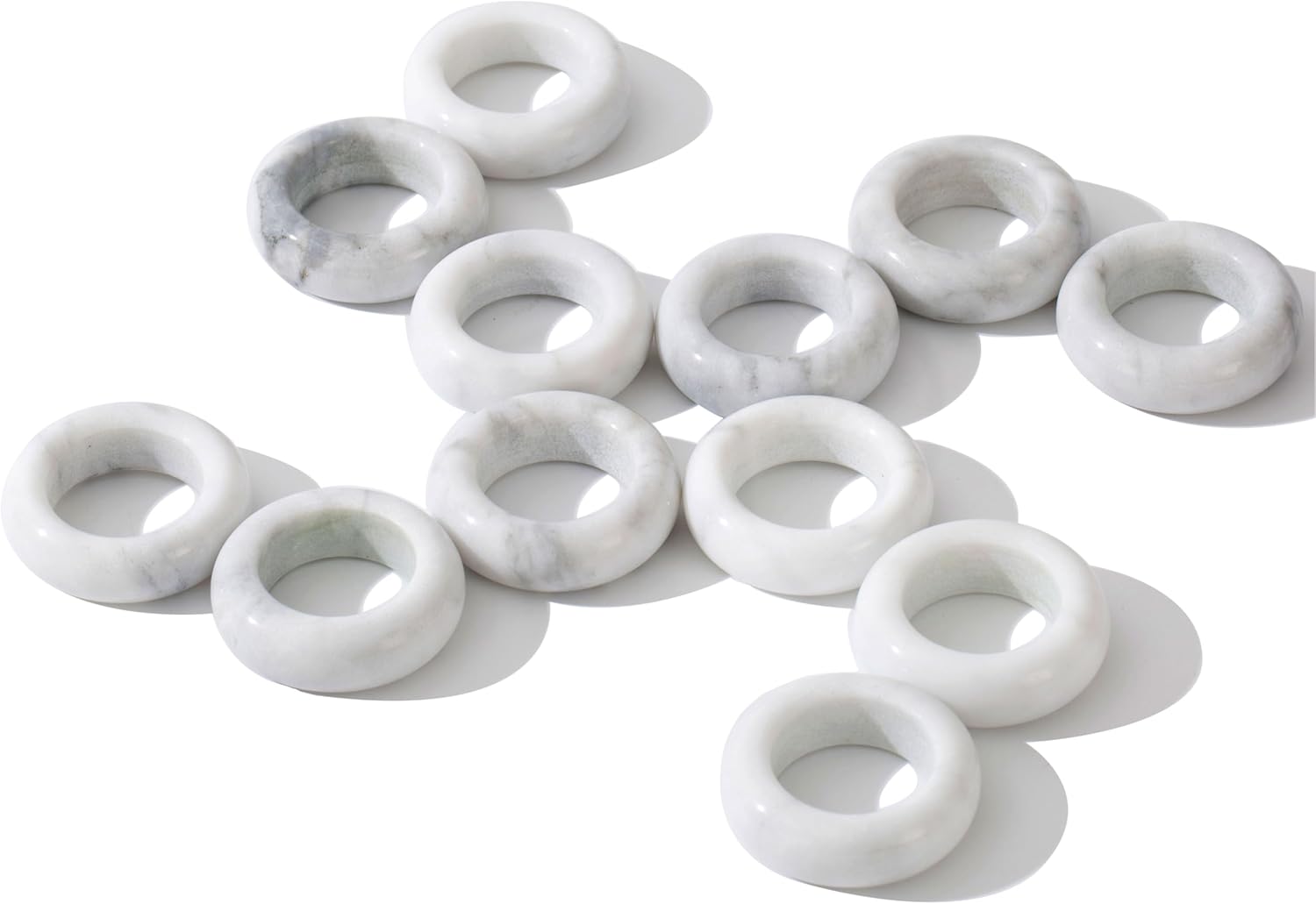 Marble Napkin Rings Set of 12, Modern Decorative Napkin Rings for Kitchen Dining Table Countertops, Christmas Napkin Rings(White & Little Grey), White&grey