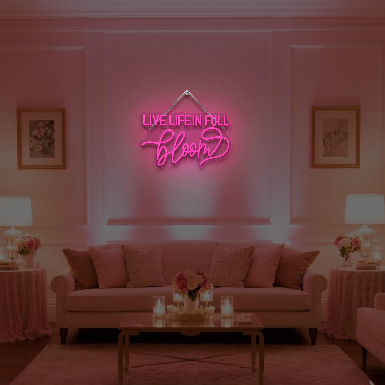 Live Life In Full Bloom Neonschild, LED-Neonlicht, Wanddekoration für Hochzeit, Brautparty, Party & Fotoshooting, beleuchtetes Schild für Zuhause, USB dimmbar