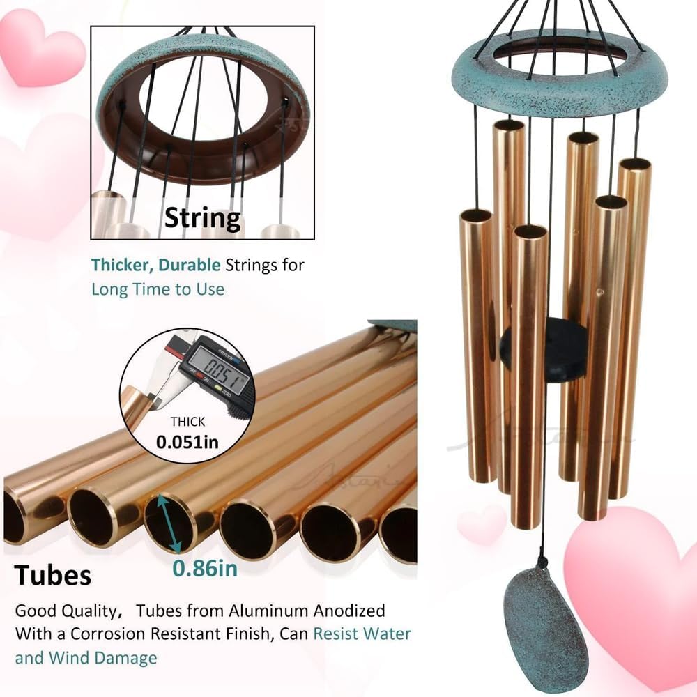 ASTARIN Personalized 20th 50th Anniversary Wind Chime, Happy Anniversary Wedding Valentine's Day Gift for Wife Women Sister, Golden Keepsake Decorations for Parents Couples(Produced in USA)