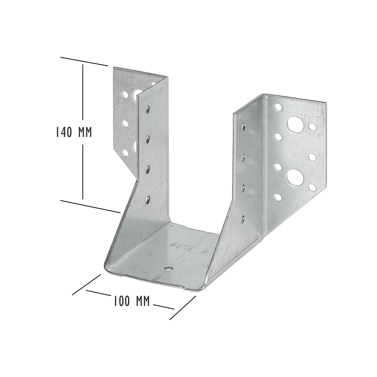 50 x siwitec Balkenschuh Typ A 100 x 140 mm, Sendzimir Verzinkt, CE-Kennzeichnung, Materialstärke 2mm, Witterungsbeständiger Holzverbinder, Pfostenschuhe, Balkenverbinder