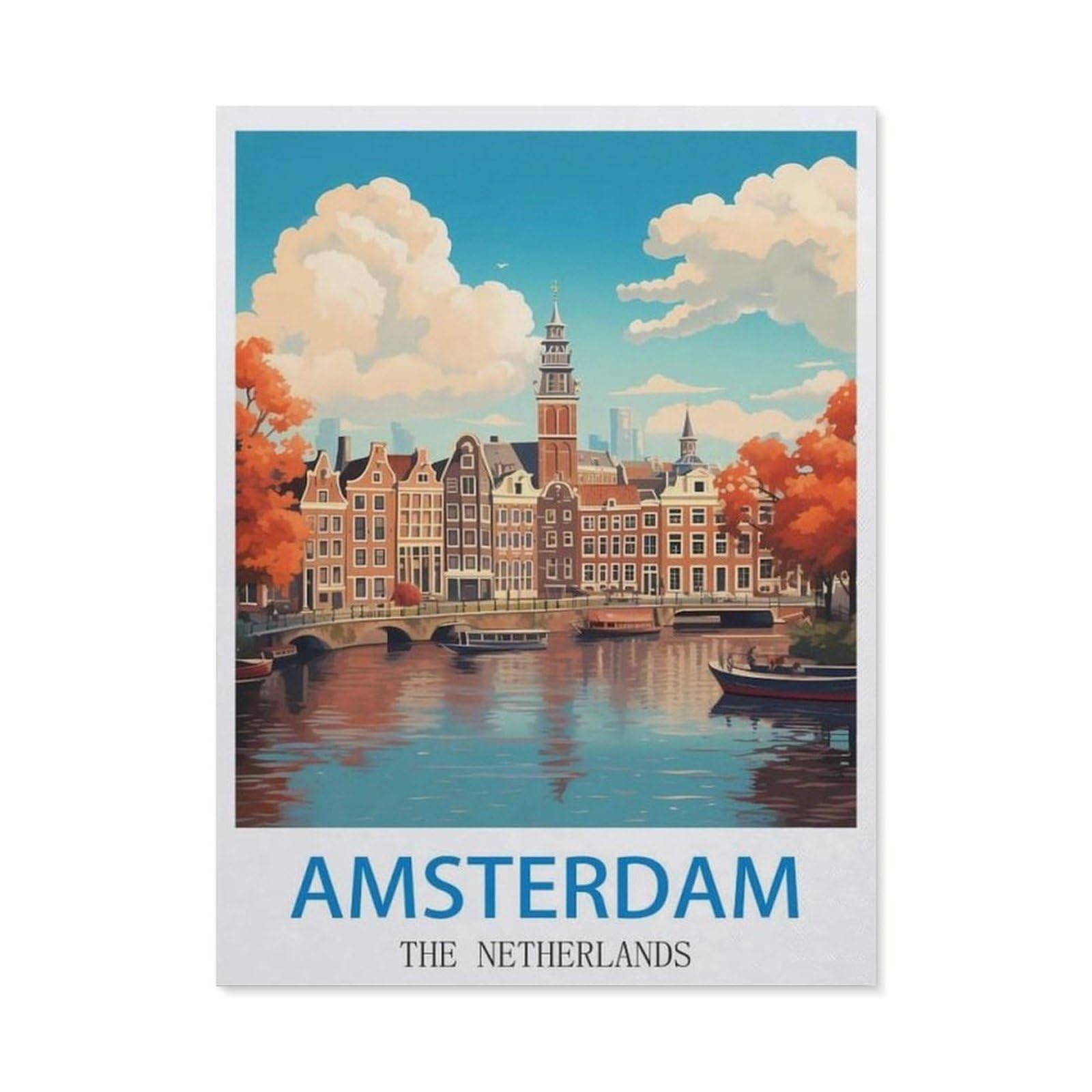 BEAYODKP DIY 5D Diamond Painting Kits，Amsterdam The Netherlands，Diamond Painting for Beginner Adults Rhinestone Numbered Diamond Arts Home Wall Decor（50 x 60 cm/19.68 x 23.62 inches）-CK83