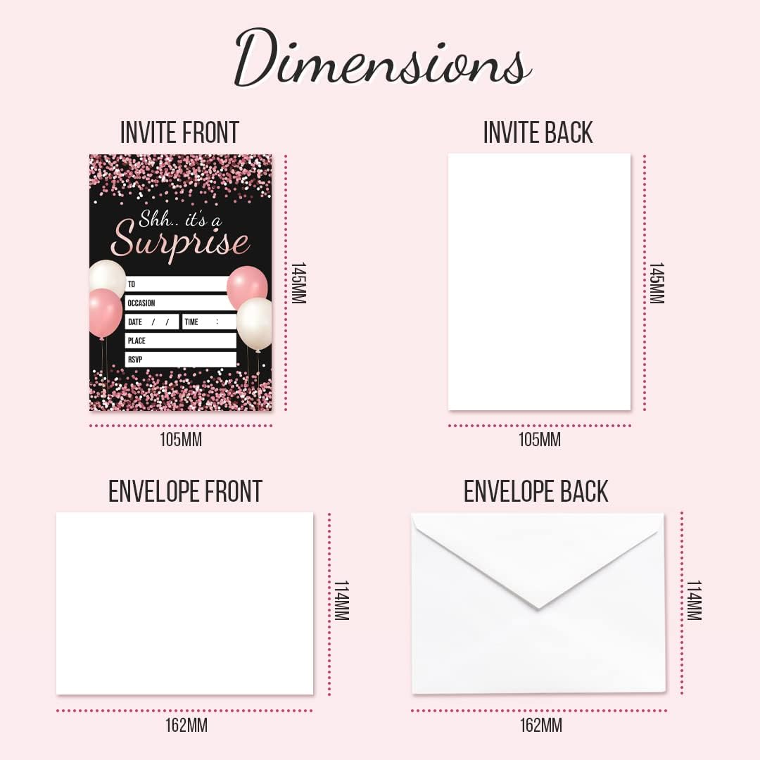 Kirsten McMillan 32 Surprise Party Invites, Adult Party Invites, A6 Birthday Party Invitations with Envelopes - Image 5