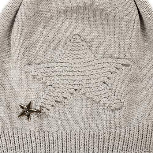 LEMITA Sombrero de invierno cálido para mujer, con forro de piel de cinco puntas, sombrero de punto de estrella de cinco puntas, sombrero de pompones para mujer, gorros suaves