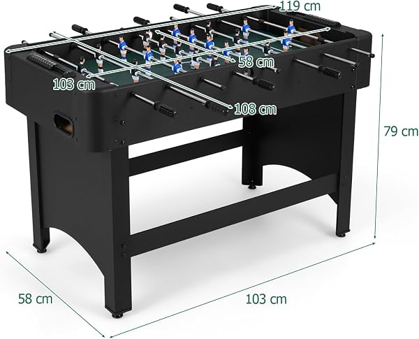 HOMASIS Calcio Balilla in Legno, Tavolo da Calcetto con Aste Telescopiche, 2 Palline, Segnapunti e Maniglie antiscivolo, Biliardino Salvaspazio per Bambini e adulti, 103 × 58 × 79 cm - 2