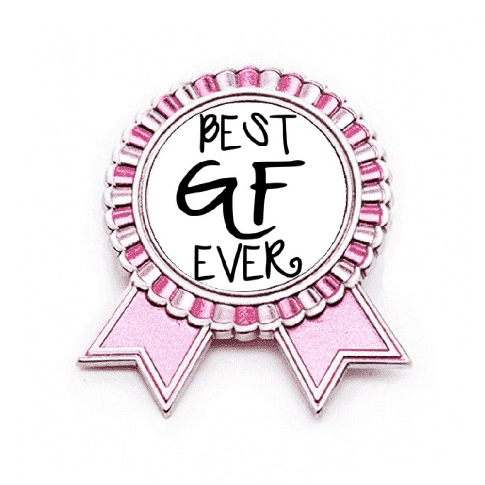 Broche rose Saint-Valentin métal Girlfriend Best GF Ever taille M