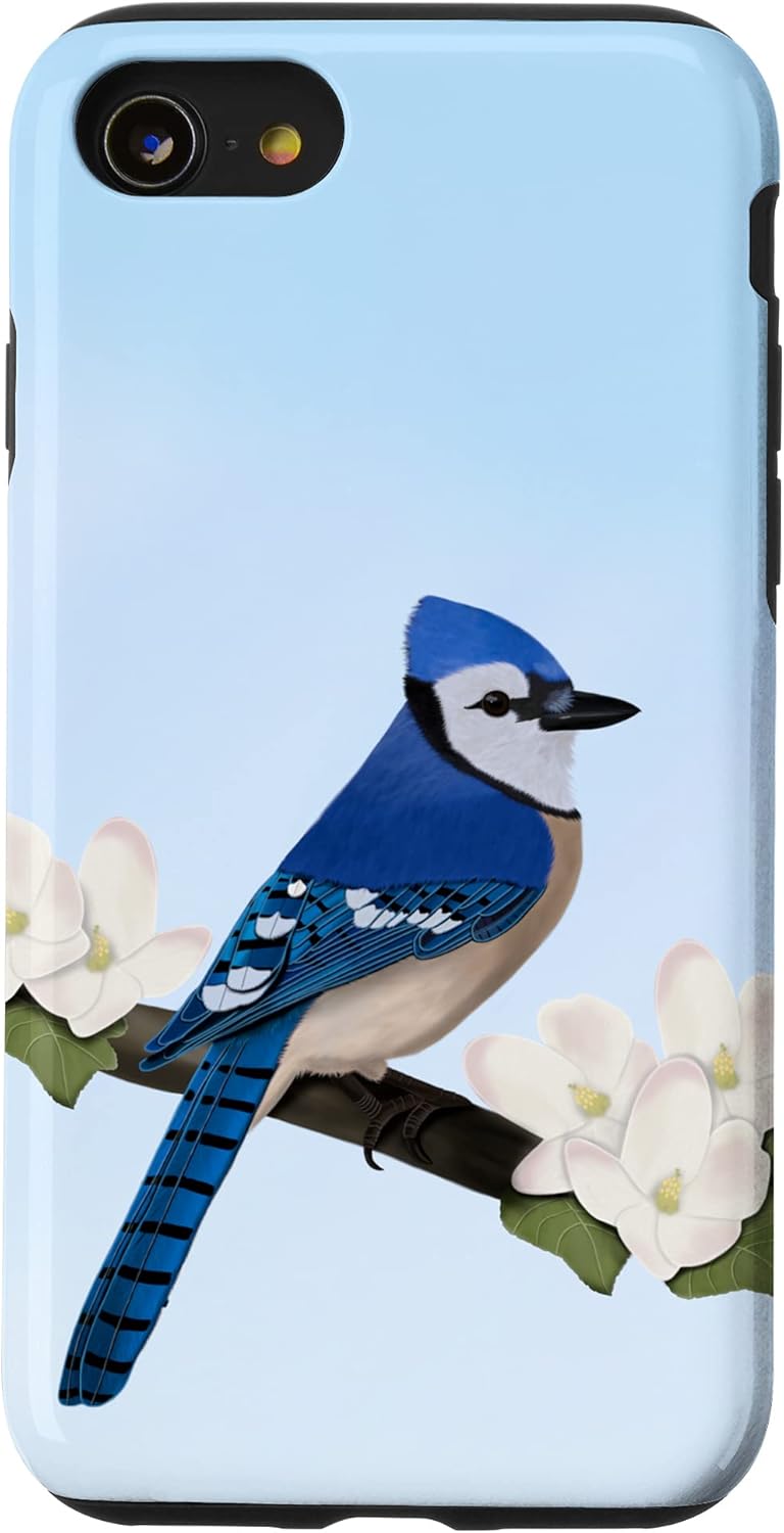 Amazon Co Jp Iphone Se 7 8 アオカケス 鳥 動物 図 バードウォッチング 贈り物 鳥類学者 生物学者 自然科学 プレゼント スマホケース 家電 カメラ