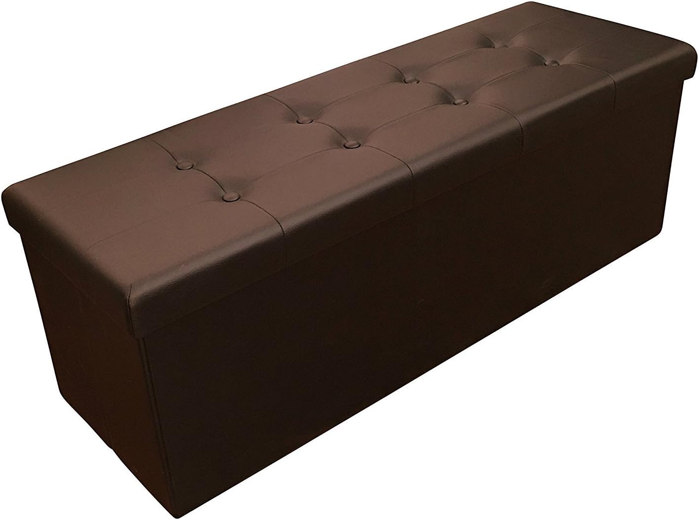 Sodynee New Faux Leather Folding Shoe Storage Ottoman Cubes Bench, Foot Rest Stool Seat Table Pouf Footstools and Ottomans 43 1/4" L, Brown