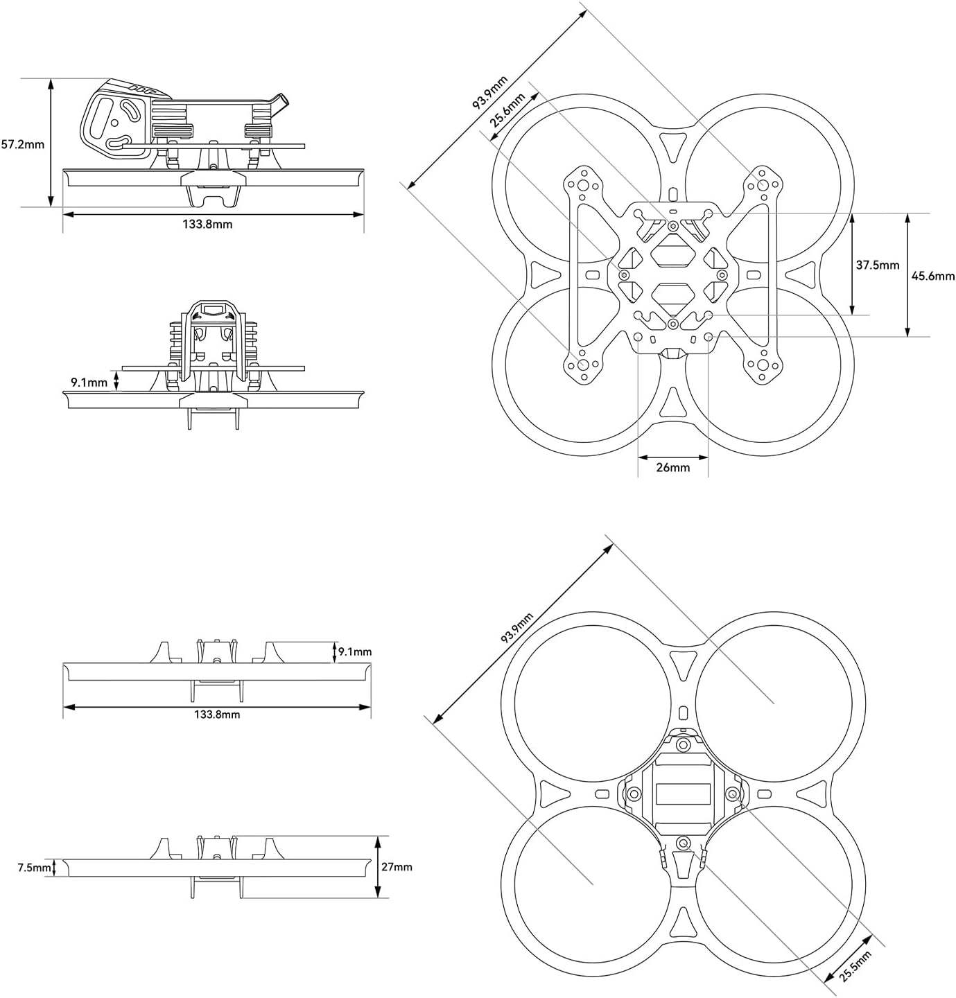 BETAFPV Pavo20 Pro II Brushless Whoop Frame with HD VTX Bracket for O4 Air Unit Pro, PA12 Thickened Duct, Dual Camera Fixed Hole Compatible for O4 /O4 Air Unit Pro