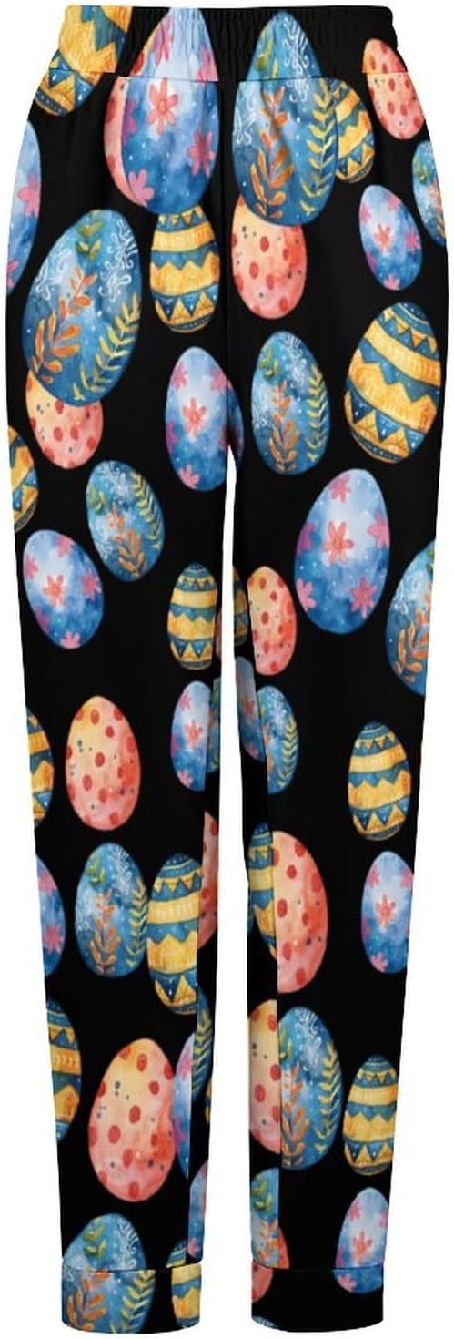Colorful Easter Eggs Soft Women Pajamas Pants Long Lounge Bottoms Pant Sleepwear Nightwear Pjs