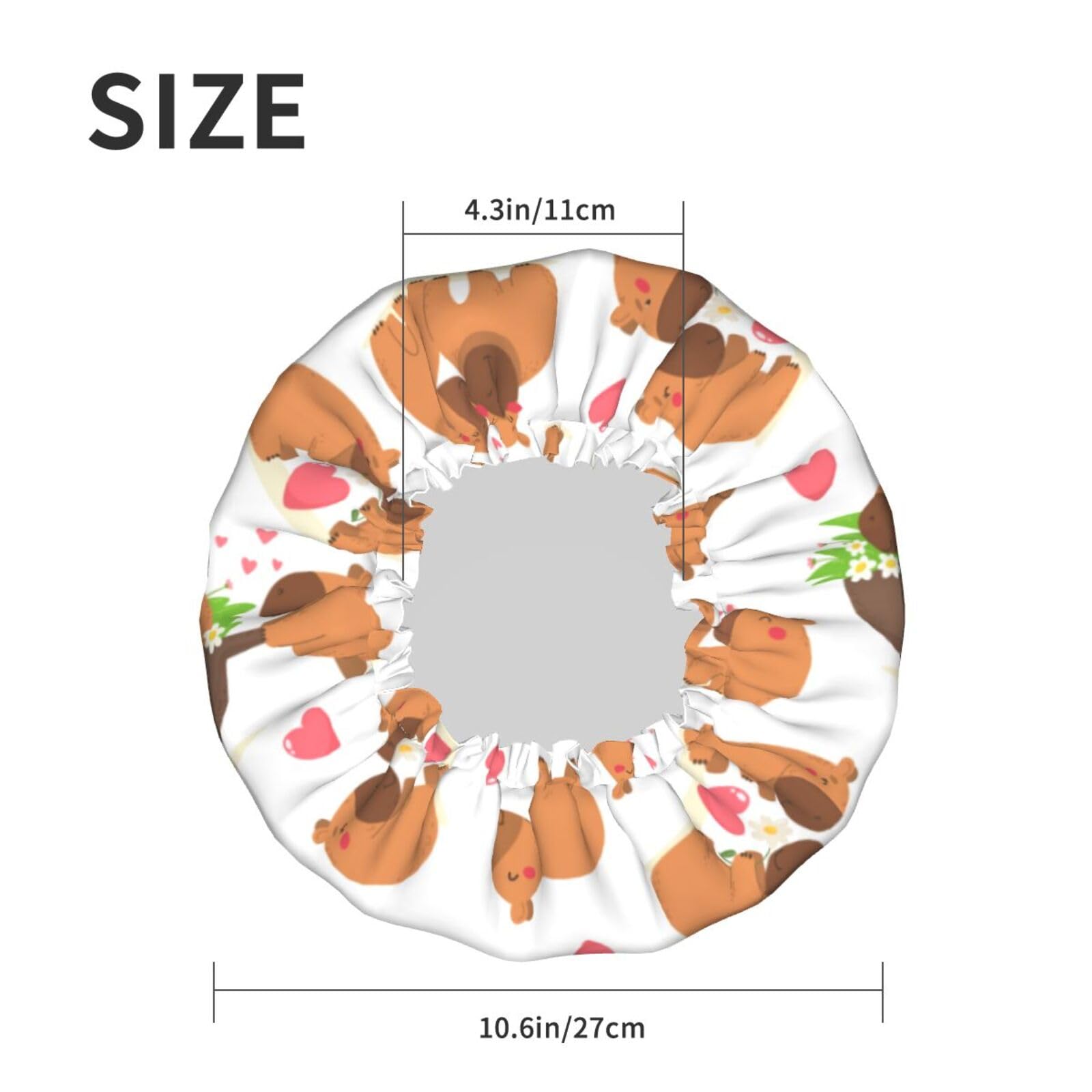 Hair Cap for Shower - Capybaras Valentine's Day Large Shower Cap Reusable Waterproof, Double Layer Shower Cap for Women, Hair Cap for Shower with Peva Lining and Elastic Rope