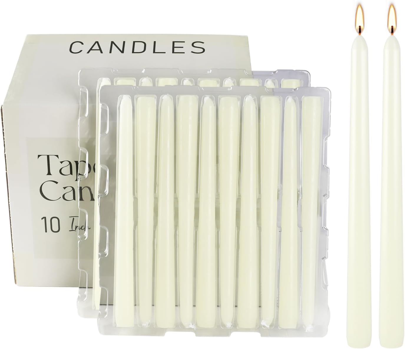 Pliadvbu 100 Pack Lvory Taper Candles 10 Inch, Dripless and Unscented Tall Table Candle for Home Decor, Dinner Candle for Thanksgiving, Christmas, Weddings… …