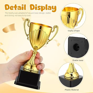 DOITOOL Gold Award Trophie, Plastic Trophy Cup with Black Display Base