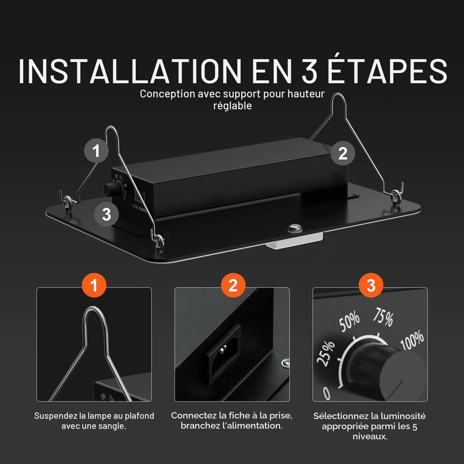 VEVOR Lampe Horticole de Croissance Plantes LED 150 W Panneau Quantum Spectre Complet Haute Performance Étanche IP65 PPFD Diodes Samsung 281B pour Tentes de Culture Intérieur Légumes Plantes Fleures