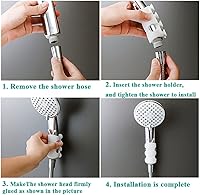 Vista 4 de Paquete de 4 soportes para cabezal de ducha con ventosa al vacío, soporte de silicona fuerte y cabezal de ducha impermeable, soporte de ducha
