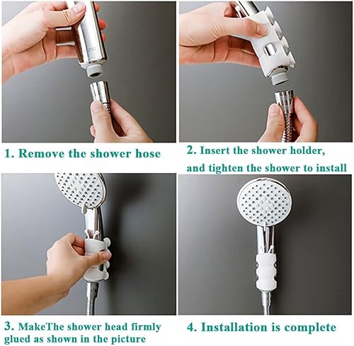 Miniatura 4 de Paquete de 4 soportes para cabezal de ducha con ventosa al vacío, soporte de silicona fuerte y cabezal de ducha impermeable, soporte de ducha de
